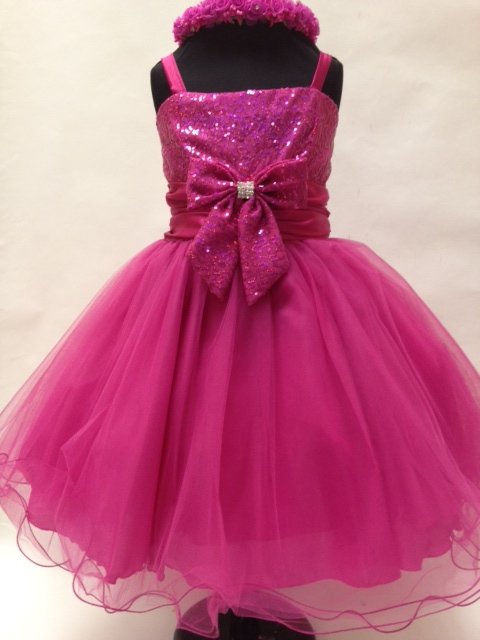 Sequin & Tulle Short Girls Dress, J912